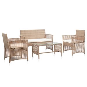 vidaXL Salon de jardin 4 pcs avec coussins R&eacute;sine tress&eacute;e Beige