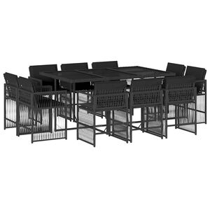 vidaXL Ensemble &agrave; manger de jardin 11 pcs coussins noir r&eacute;sine tress&eacute;e