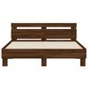 vidaXL Cadre de lit avec LED sans matelas ch&ecirc;ne marron 150x200 cm