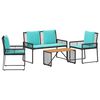 vidaXL Ensemble de meubles d'ext&eacute;rieur 9 pcs Noir et turquoise
