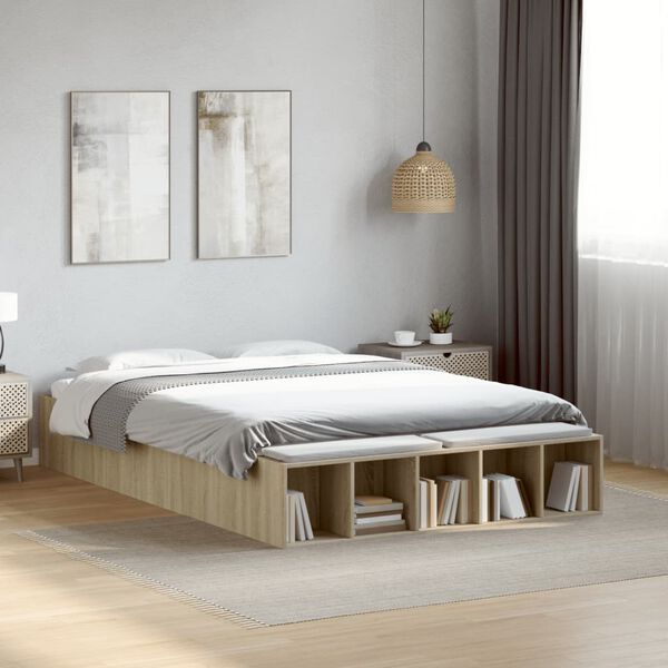 vidaXL Cadre de lit sans matelas ch&ecirc;ne sonoma 140x190 cm