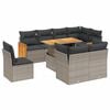 vidaXL Salon de jardin 9 pcs avec coussins gris r&eacute;sine tress&eacute;e