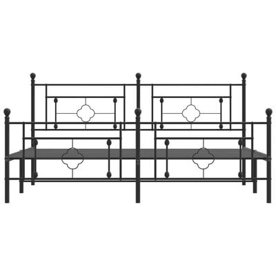 vidaXL Cadre de lit métal sans matelas avec pied de lit noir 183x213cm