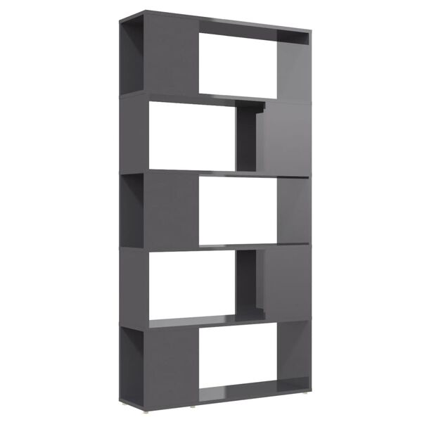 vidaXL Biblioth&egrave;que de s&eacute;paration Gris brillant Bois d'ing&eacute;nierie