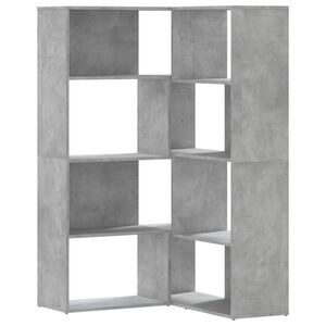 vidaXL Biblioth&egrave;que d'angle &agrave; 4 niveaux gris b&eacute;ton bois d'ing&eacute;nierie