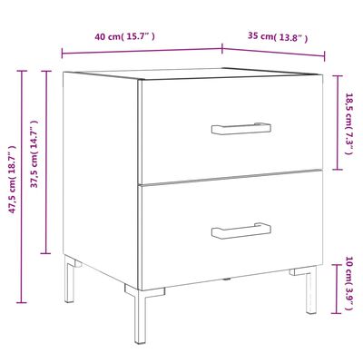 vidaXL Table de chevet sonoma gris 40x35x47,5 cm bois d’ingénierie