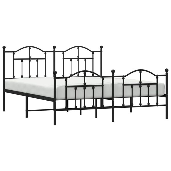 vidaXL Cadre de lit m&eacute;tal sans matelas avec pied de lit noir 160x200cm