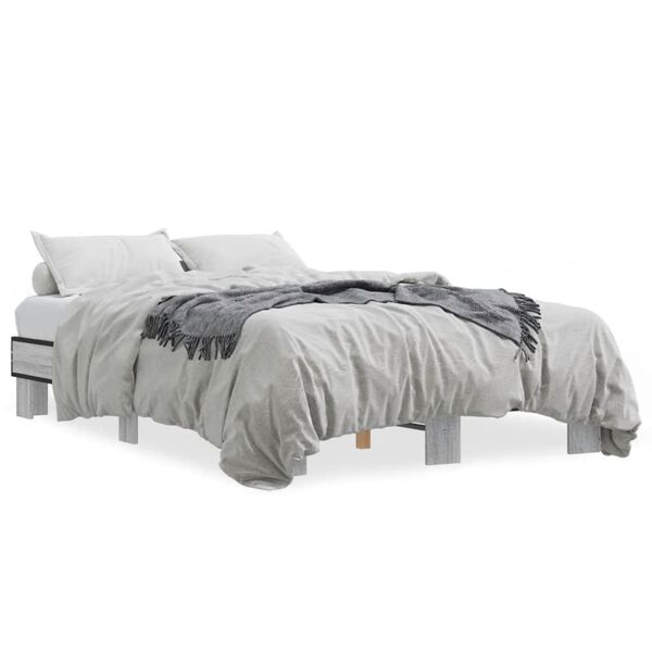 vidaXL Cadre de lit sans matelas sonoma gris 135x190 cm