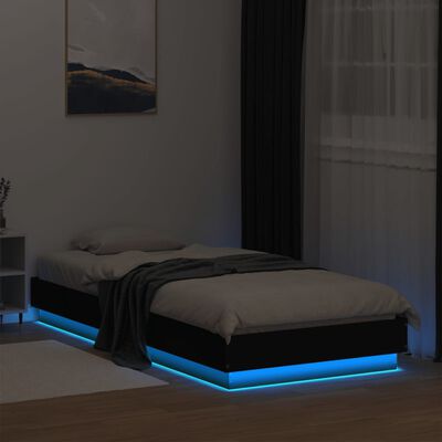 vidaXL Cadre de lit avec lumières LED noir 90x200 cm