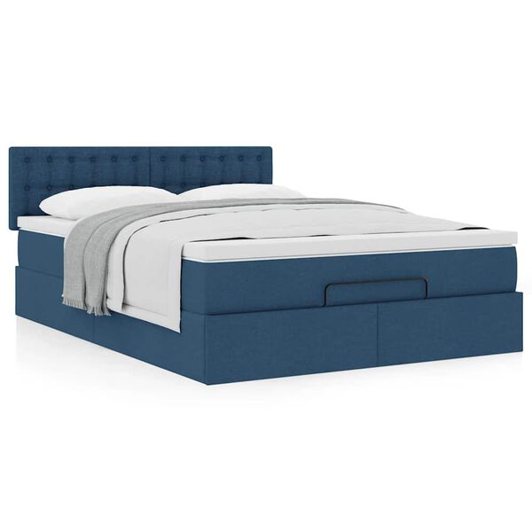 vidaXL Lit ottoman avec matelas bleu 140x190 cm tissu