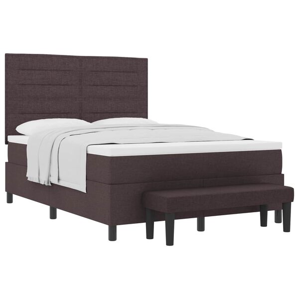 vidaXL Lit &agrave; ressorts avec matelas Marron fonc&eacute; 160 x 200 cm tissu