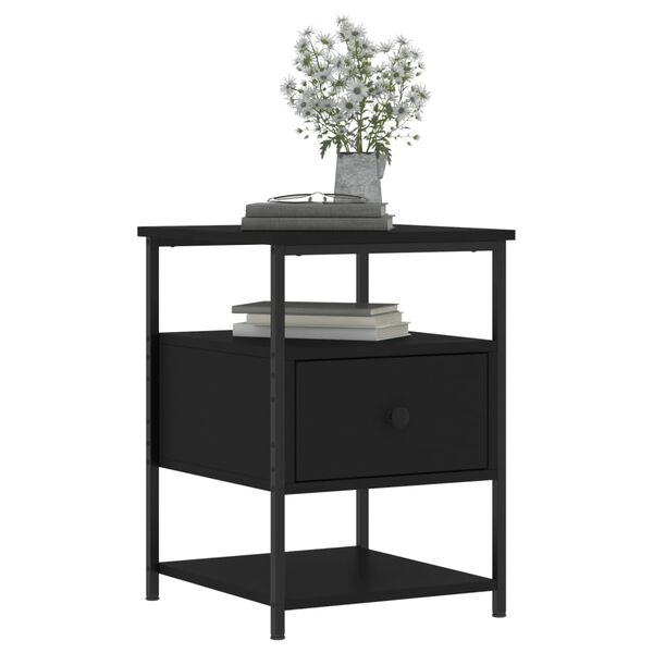 vidaXL Table de chevet noir 40x42x56 cm bois d&rsquo;ing&eacute;nierie
