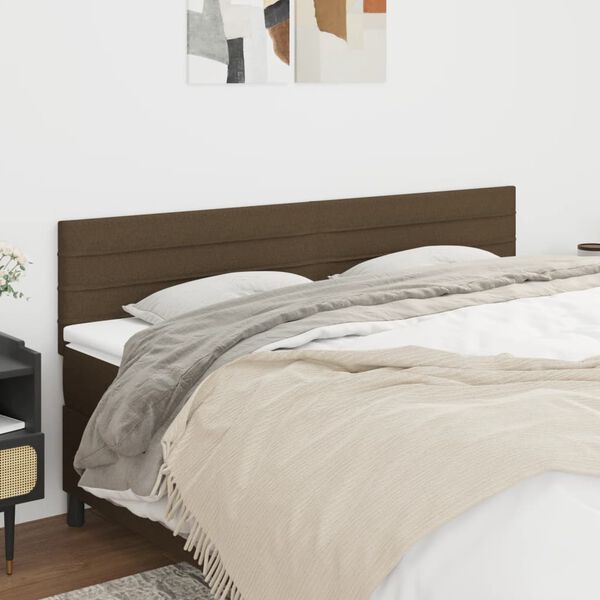 vidaXL T&ecirc;tes de lit 2 pcs Marron Fonc&eacute; 100x5x78/88 cm Tissu