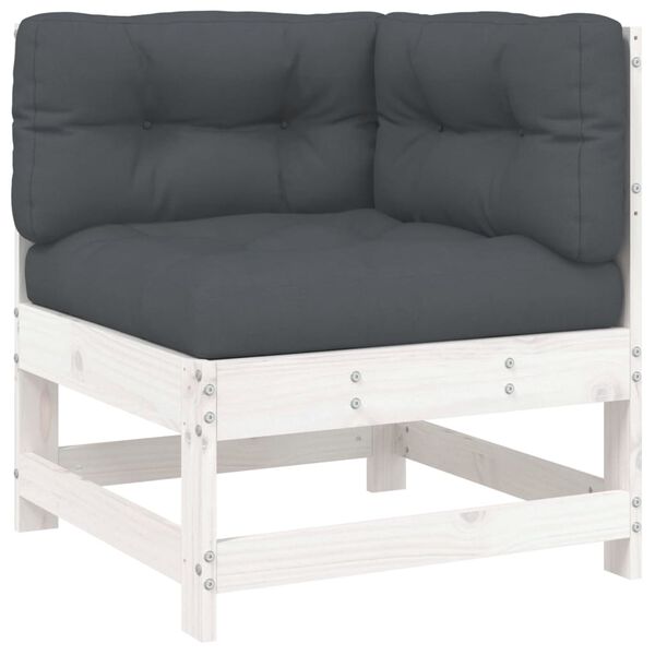 vidaXL Salon de jardin 8 pcs avec coussins blanc bois massif