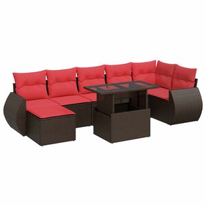 vidaXL Salon de jardin 8pcs avec coussins marron r&eacute;sine tress&eacute;e acacia