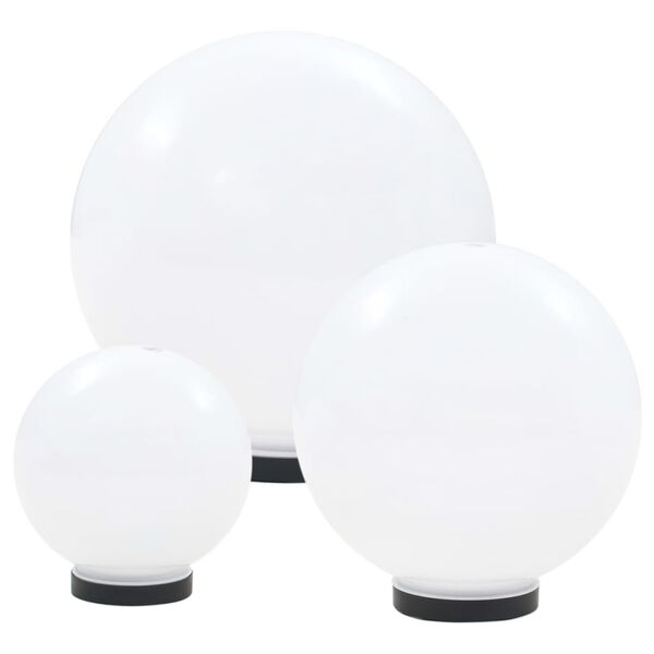 vidaXL Jeu de lampe boule à LED 3 pcs PMMA sphérique 20/30/40 cm