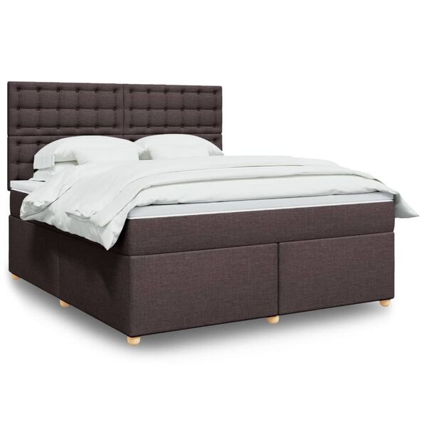 vidaXL Sommier &agrave; lattes de lit avec matelas Marron fonc&eacute; 180x200 cm