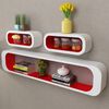 3 &Eacute;tag&egrave;res cubes suspendues MDF stockage livre/DVD blanc/rouge