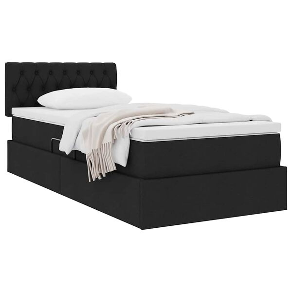 vidaXL Lit avec rangement et matelas avec matelas Noir 90 x 190 cm