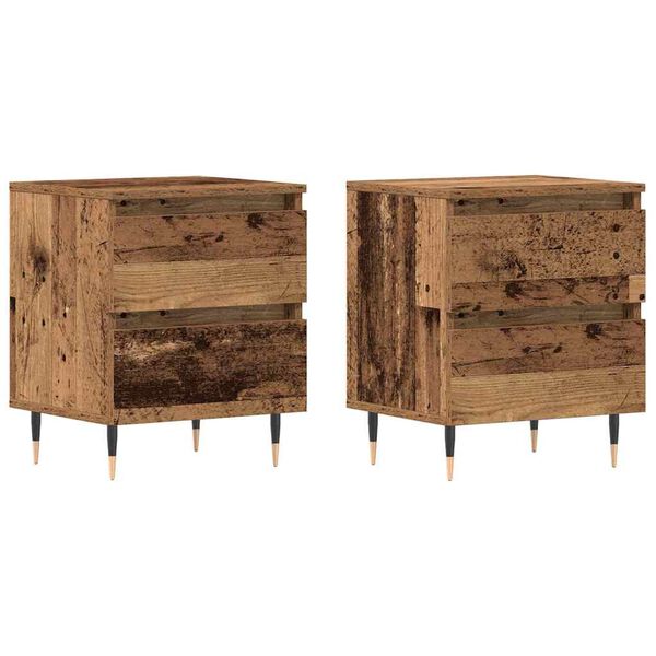 vidaXL Cabinet de chevet avec tiroir 2 pcs Bois ancien 40 x 35 x 50 cm