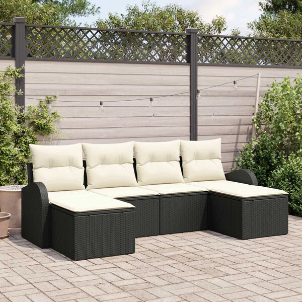 vidaXL Ensemble de canap&eacute; de jardin 6 pcs Noir Poly Rattan