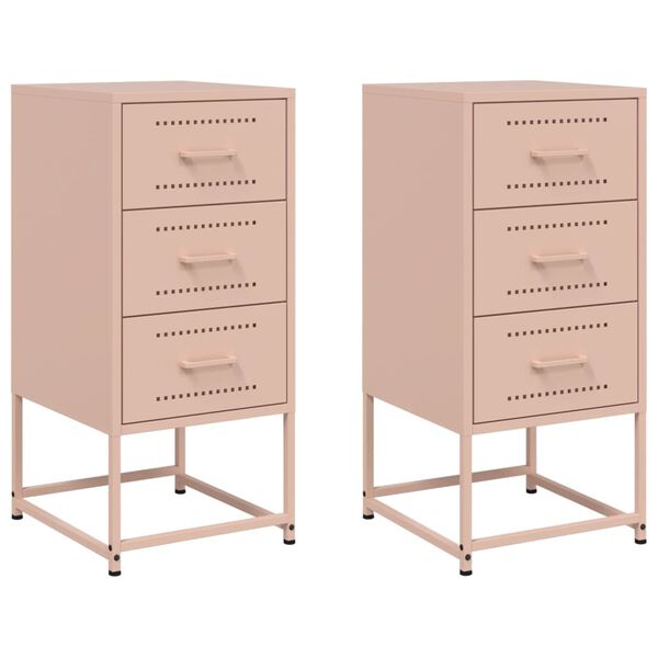 vidaXL Tables de chevet 2 pcs rose 36x39x78 cm acier