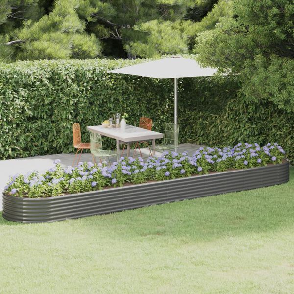 vidaXL Lit sur&eacute;lev&eacute; de jardin Acier galvanis&eacute; 507x100x36cm gris
