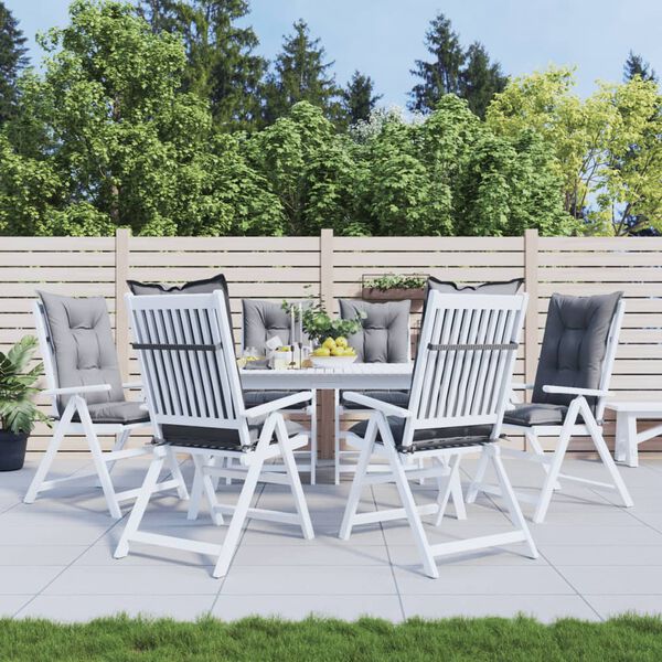 vidaXL Coussins de chaise de jardin &agrave; dossier haut lot de 6 gris tissu