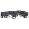 vidaXL Ensemble de canap&eacute; de jardin avec coussin 8 pcs Noir Aluminium