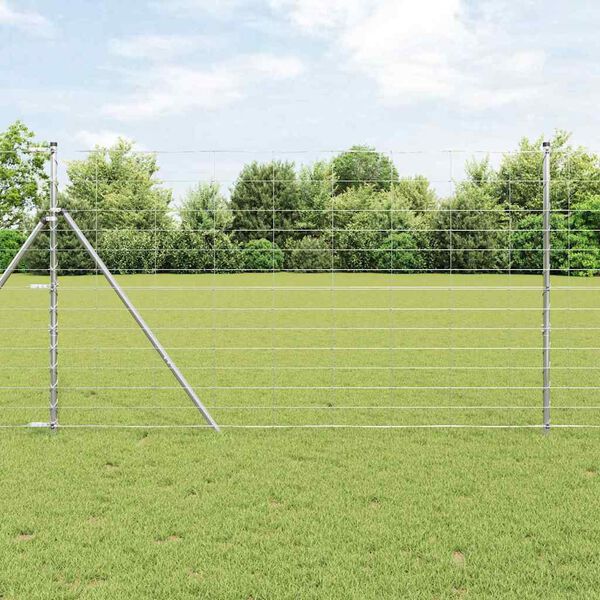 vidaXL Cl&ocirc;ture de prairie Argent&eacute; 50 x 1,4 m Acier galvanis&eacute;