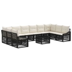 vidaXL Ensemble de canap&eacute; de jardin 11 pc Noir polyrotin