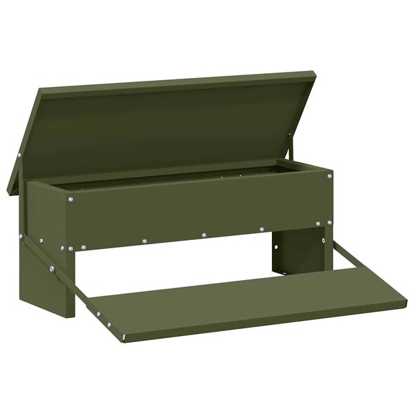 vidaXL Nourrisseur &agrave; p&eacute;dale pour poules Vert olive 48,5 x 39,5 x 19 cm