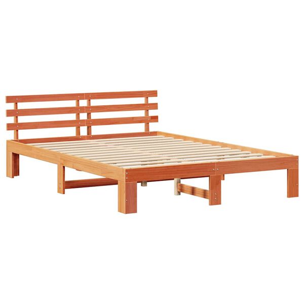 vidaXL Cadre de lit avec t&ecirc;te de lit Brun cire 160 x 200 cm Pin massif