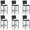 vidaXL Ensemble de bar de jardin 7 pcs et coussins R&eacute;sine tress&eacute;e Noir