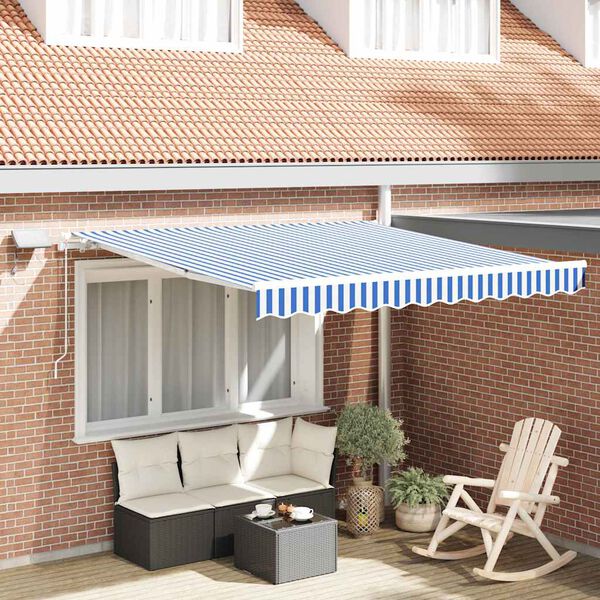 vidaXL Auvent R&eacute;tractable Bleu et Blanc 350 x 250 cm