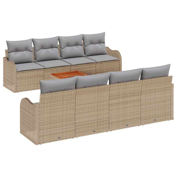 vidaXL Ensemble de canap&eacute; de jardin 9 pcs Beige et Gris clair