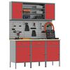 vidaXL Placard de travail 7 pcs Rouge Bois d'ing&eacute;nierie et acier