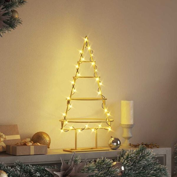 vidaXL Arbre de Noël en métal Doré 60 cm Acier peint par poudre