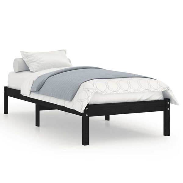 vidaXL Cadre de lit sans matelas noir bois massif 100x200 cm