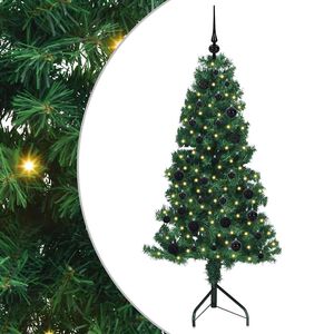 vidaXL Arbre de No&euml;l artificiel d'angle Vert 150 cm PVC et m&eacute;tal