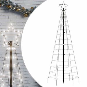 vidaXL Sapin de No&euml;l &agrave; LED avec piquets 220 LED blanc froid 180 cm