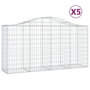 vidaXL Paniers &agrave; gabions arqu&eacute;s 5 pcs 200x50x100/120 cm fer galvanis&eacute;