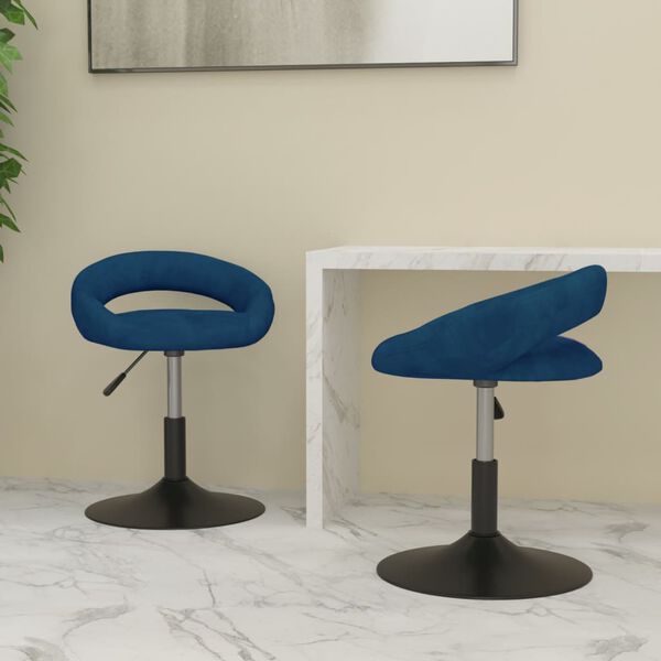 vidaXL Chaises pivotantes &agrave; manger lot de 2 Bleu Velours
