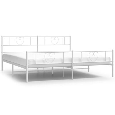 vidaXL Cadre de lit métal sans matelas et pied de lit blanc 183x213 cm