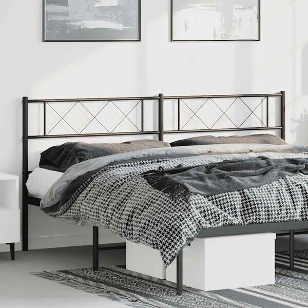 vidaXL T&ecirc;te de lit de remplacement m&eacute;tal noir 180 cm