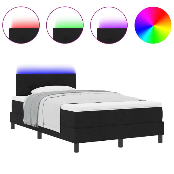 vidaXL Lit &agrave; ressorts avec matelas Noir 120 x 200 cm tissu