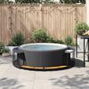 vidaXL Cadre de bain &agrave; remous rangement et marche noir r&eacute;sine tress&eacute;e