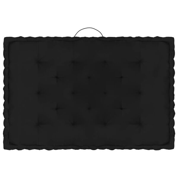 vidaXL Coussins de plancher de palette lot de 7 Noir Coton