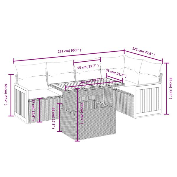 vidaXL Salon de jardin avec coussins 6 pcs beige r&eacute;sine tress&eacute;e