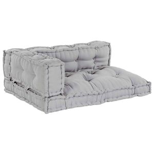 vidaXL Coussin de canap&eacute; sur palette 3 pc Tissu Gris 120 x 80 x 38 cm